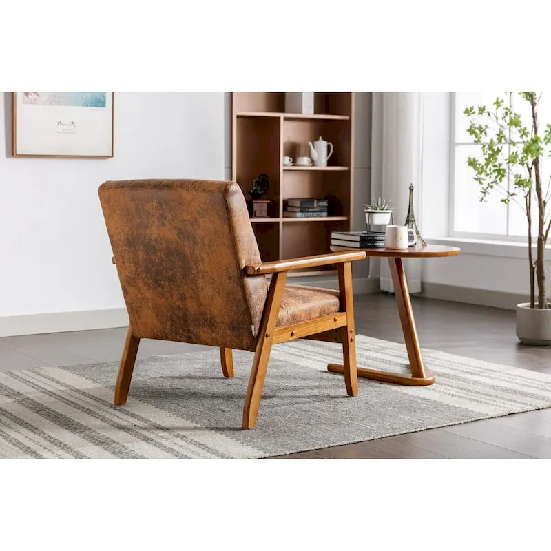 Leisure Chair with Solid Wood Armrest and Feet for Living Room Bedroom Studio chair