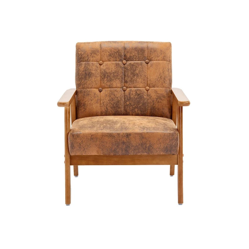 Leisure Chair with Solid Wood Armrest and Feet for Living Room Bedroom Studio chair