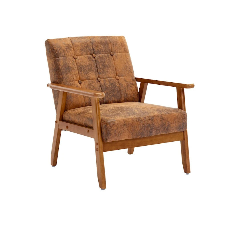 Leisure Chair with Solid Wood Armrest and Feet for Living Room Bedroom Studio chair