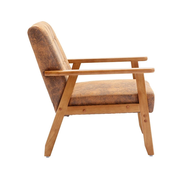 Leisure Chair with Solid Wood Armrest and Feet for Living Room Bedroom Studio chair