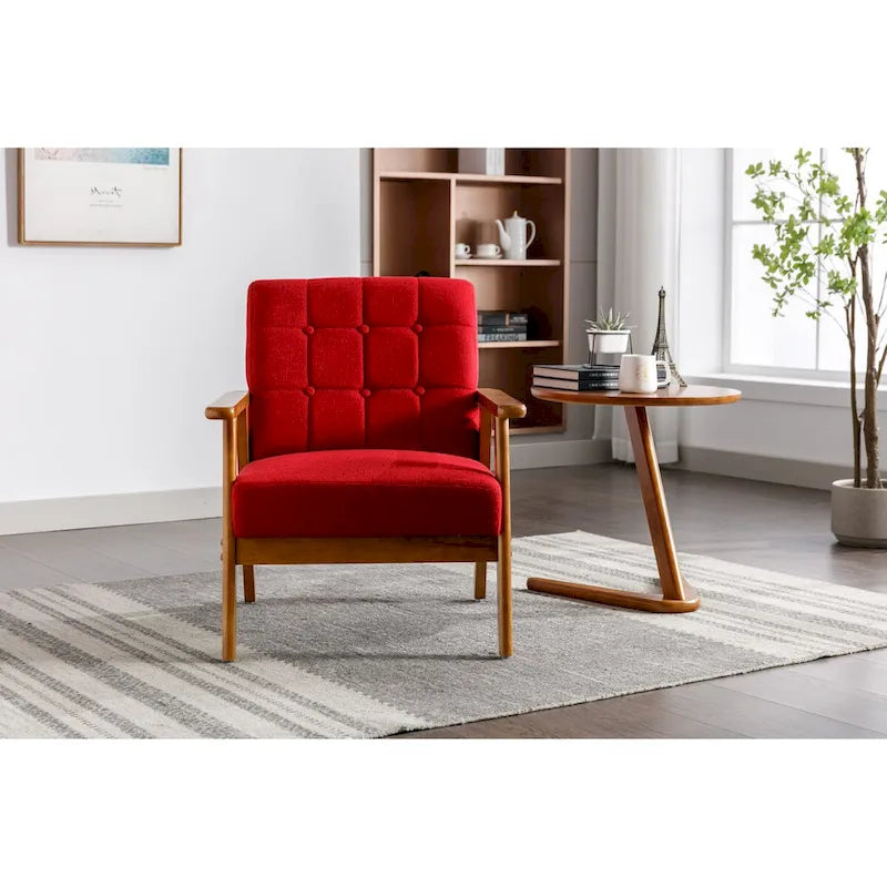Leisure Chair with Solid Wood Armrest and Feet for Living Room Bedroom Studio chair