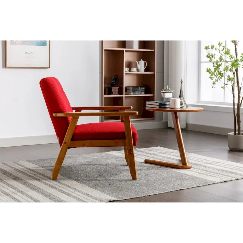 Leisure Chair with Solid Wood Armrest and Feet for Living Room Bedroom Studio chair