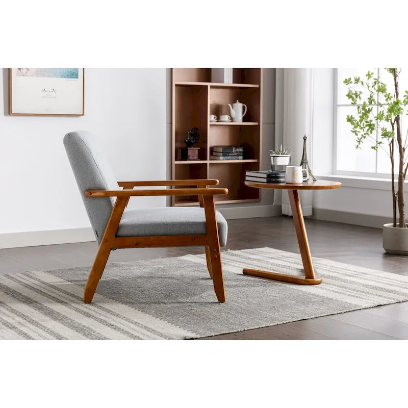 Leisure Chair with Solid Wood Armrest and Feet for Living Room Bedroom Studio chair