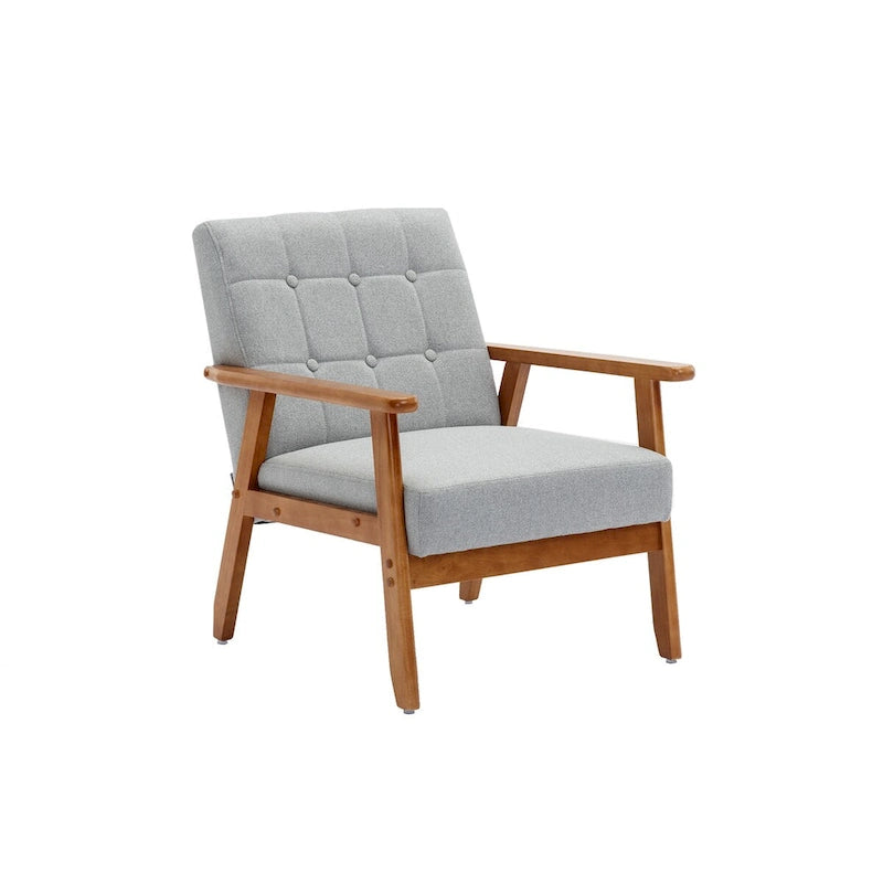 Leisure Chair with Solid Wood Armrest and Feet for Living Room Bedroom Studio chair