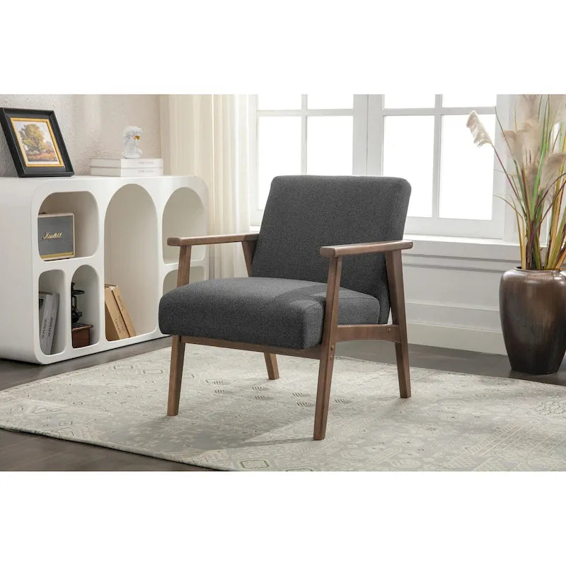 Fabric Accent Armchair with Rubberwood Legs – Plush Cushions, 330 lb Capacity