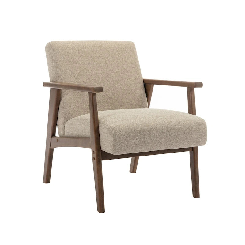 Fabric Accent Armchair with Rubberwood Legs – Plush Cushions, 330 lb Capacity