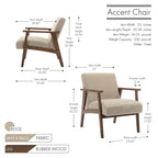 Fabric Accent Armchair with Rubberwood Legs – Plush Cushions, 330 lb Capacity