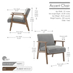 Fabric Accent Armchair with Rubberwood Legs – Plush Cushions, 330 lb Capacity