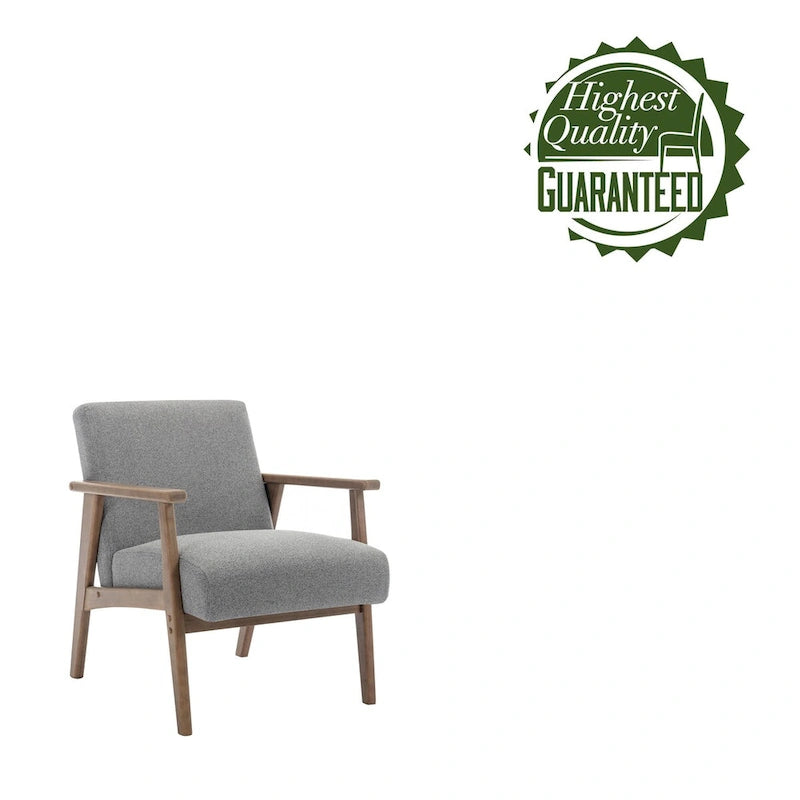 Fabric Accent Armchair with Rubberwood Legs – Plush Cushions, 330 lb Capacity