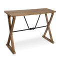 Rustic Farmhouse Solid Wood & Metal Console Table – 42"W, X-Cross Design