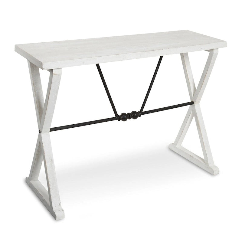Rustic Farmhouse Solid Wood & Metal Console Table – 42"W, X-Cross Design