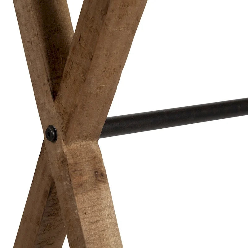 Rustic Farmhouse Solid Wood & Metal Console Table – 42"W, X-Cross Design