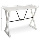 Rustic Farmhouse Solid Wood & Metal Console Table – 42"W, X-Cross Design