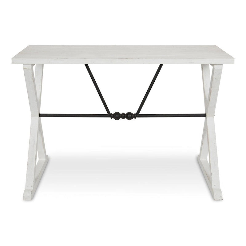 Rustic Farmhouse Solid Wood & Metal Console Table – 42"W, X-Cross Design
