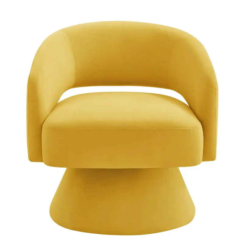 Upholstered Velvet Swivel Accent Chairs with Open Backrest