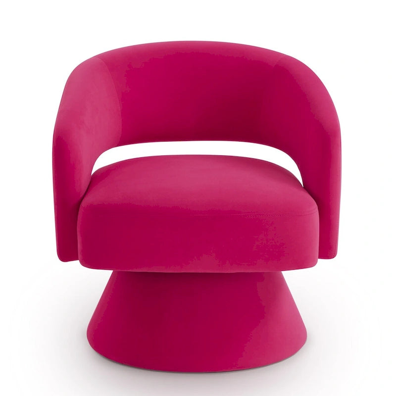 Upholstered Velvet Swivel Accent Chairs with Open Backrest