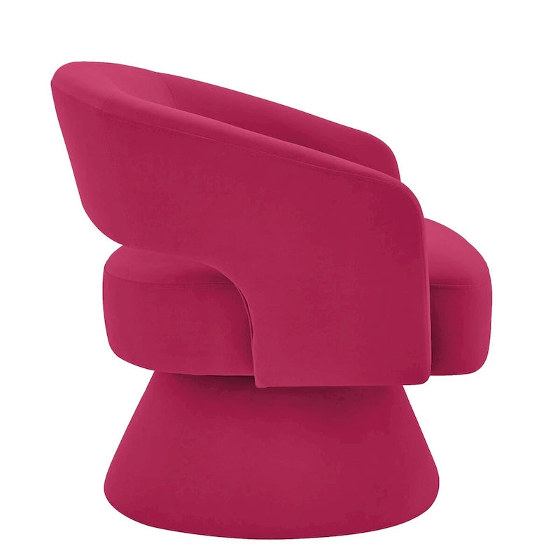 Upholstered Velvet Swivel Accent Chairs with Open Backrest
