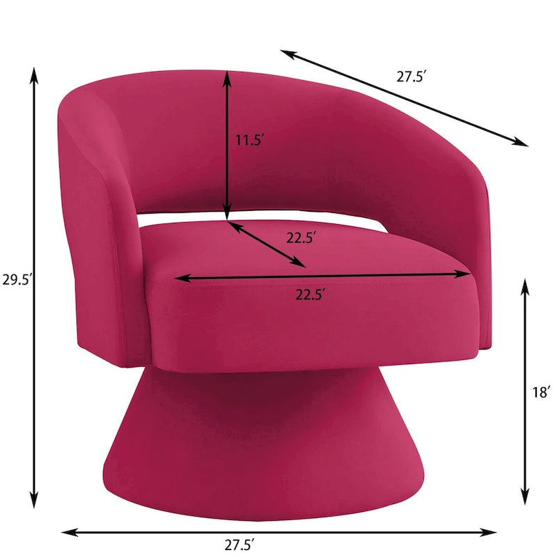 Upholstered Velvet Swivel Accent Chairs with Open Backrest