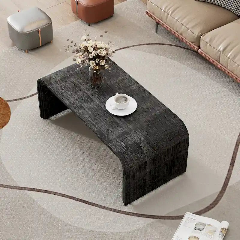 Minimalist Coffee Table with Curved Art Deco Design