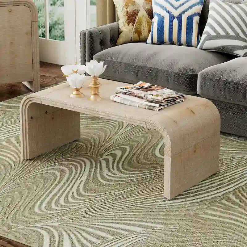 Minimalist Coffee Table with Curved Art Deco Design