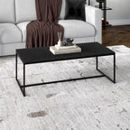 47" Rectangular Coffee Table – Black Grain / Antiqued Gray Oak / Alder White, Steel Frame, 1-Piece