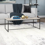 47" Rectangular Coffee Table – Black Grain / Antiqued Gray Oak / Alder White, Steel Frame, 1-Piece