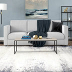 47" Rectangular Coffee Table – Black Grain / Antiqued Gray Oak / Alder White, Steel Frame, 1-Piece