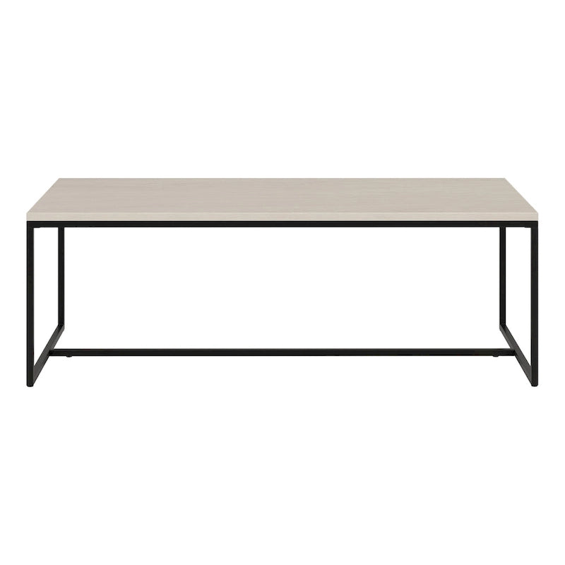 47" Rectangular Coffee Table – Black Grain / Antiqued Gray Oak / Alder White, Steel Frame, 1-Piece