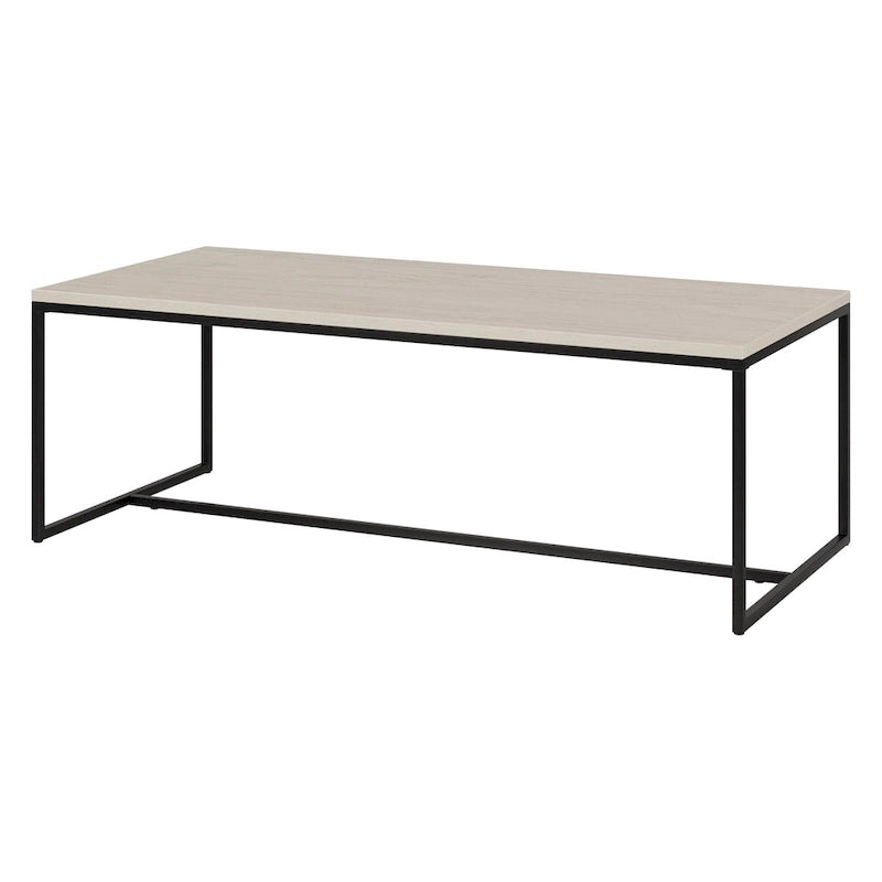 47" Rectangular Coffee Table – Black Grain / Antiqued Gray Oak / Alder White, Steel Frame, 1-Piece