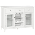 Coffee Bar Cabinet with 3 Drawers, Wine Rack, Stemware Racks & Glass Door