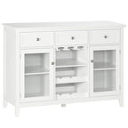 Coffee Bar Cabinet with 3 Drawers, Wine Rack, Stemware Racks & Glass Door