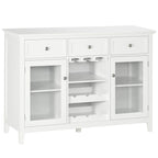 Coffee Bar Cabinet with 3 Drawers, 6-Bottle Wine Rack, Stemware Racks, Glass Door, Sideboard Cabinet, Wine Cabinet
