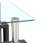 Set of 2, Modern Tempered Glass Tea Table Coffee Table End Table, Square Table for Living Room, Black