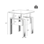 Set of 2, Modern Tempered Glass Tea Table Coffee Table End Table, Square Table for Living Room, Black