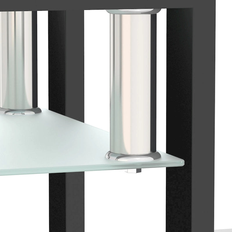 Set of 2, Modern Tempered Glass Tea Table Coffee Table End Table, Square Table for Living Room, Black