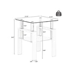 Set of 2, Modern Tempered Glass Tea Table Coffee Table End Table, Square Table for Living Room, Black