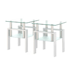 Set of 2, Modern Tempered Glass Tea Table Coffee Table End Table, Square Table for Living Room, Black