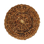 Woven Abaca Drum Accent Table – Natural Brown, Boho & Beach Style, 19"