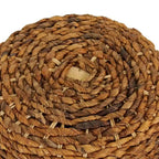 Woven Abaca Drum Accent Table – Natural Brown, Boho & Beach Style, 19"