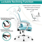 Home Office Desk Chair with Footrest, High-Back Mesh Rolling Swivel Reclining Chairs, Comfortable Headrest, Lumbar Support