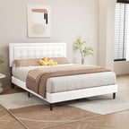 Upholstered Platform Bed Frame with Button-Tufted Headboard – No Box Spring