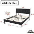 Upholstered Platform Bed Frame with Button-Tufted Headboard – No Box Spring