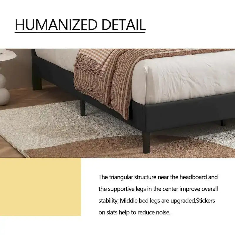 Upholstered Platform Bed Frame with Button-Tufted Headboard – No Box Spring