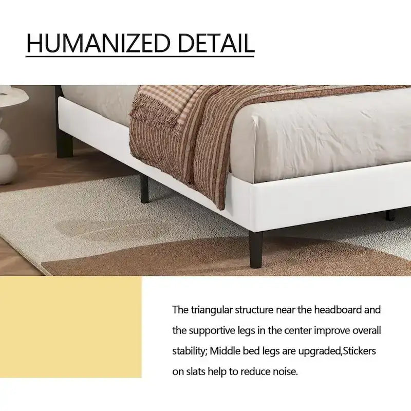Upholstered Platform Bed Frame with Button-Tufted Headboard – No Box Spring