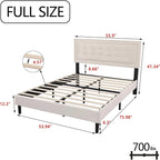 Upholstered Platform Bed Frame with Button-Tufted Headboard – No Box Spring