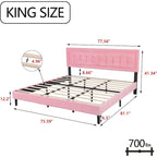 Upholstered Platform Bed Frame with Button-Tufted Headboard – No Box Spring