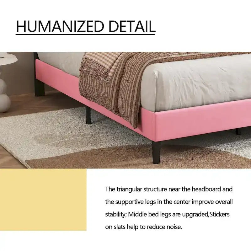 Upholstered Platform Bed Frame with Button-Tufted Headboard – No Box Spring