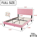 Upholstered Platform Bed Frame with Button-Tufted Headboard – No Box Spring