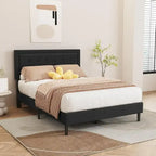 Upholstered Platform Bed Frame with Button-Tufted Headboard – No Box Spring