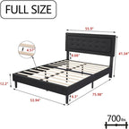 Upholstered Platform Bed Frame with Button-Tufted Headboard – No Box Spring